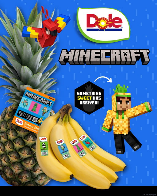 Wait, you're playing Minecraft WITHOUT our limited-edition Dole Pineapple Hoodie Character Creator Item?! Wow, we thought we knew you better. Scan the QR code on your Dole + Minecraft bananas or pineapple to grab one today! #DoleMinecraft