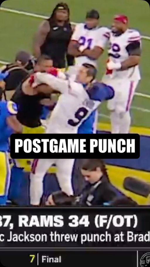 Alaric Jackson threw a punch at Bradley Chubb on the field after the game 😳

🎥 @espn
