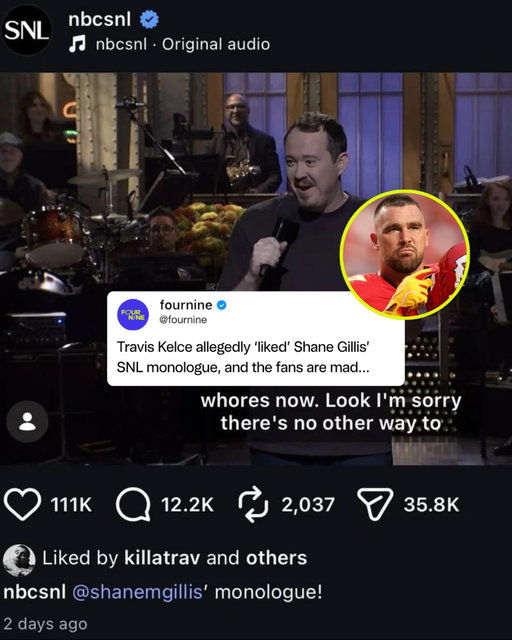 The NFL star is reportedly facing backlash after liking a post featuring a controversial Shane Gillis joke about women. It didn’t take long for eagle-eyed users to notice, and one person immediately called him out, writing: “This is a crazy post to like 💀.”

The alleged interaction has sparked a wave of questions about why Kelce would engage with the post at all. Was it an accidental like? Did he actually find the joke funny? Or was it simply a mindless scroll that has now turned into a much bigger story?

And now, everyone wants to know the same thing: what exactly was Travis Kelce thinking when he liked it? 👀

#traviskelce #shanegillis #snl