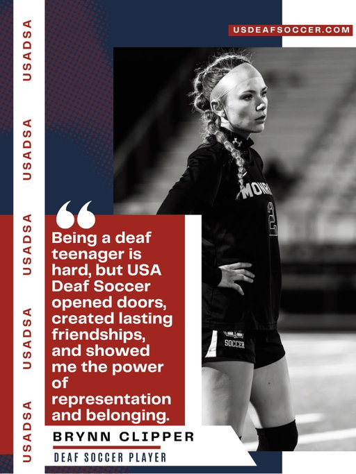 The USA Deaf Soccer Association exists to elevate d/Deaf and Hard of Hearing players on and off the field. Their voices lead the conversation.

Your support helps more kids experience confidence, community, and growth through soccer.

❤️ Consider supporting an athlete’s journey at usdeafsoccer.com/donate

#USADSA #USADeafSoccer #DeafSoccer #InclusiveSports #DeafCommunity