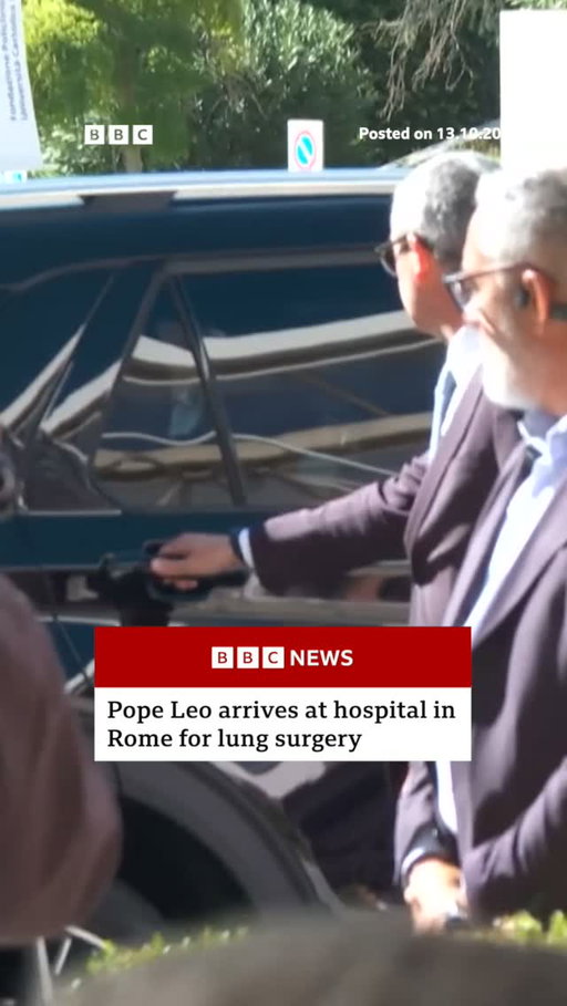 Pope Leo XIV has arrived at Rome’s Gemelli hospital for surgery on a nodule found on his lung during a medical check-up.
 
The 71-year-old had said his medical team "believe it would be right to intervene" and assured the nodule was caught at an early stage.
 
The Vatican has suggested that the Pope is expected to need around one week to recover from the operation.
 
Tap the link in @BBCNews’s bio to find out more about the Pope's surgery.
 
#PopeLeo #Rome #BBCNews