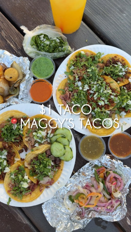 $1 TACOS IN THIS ECONOMY?! 🌮

@maggys_tacos is always one of our go to for street tacos cause the meat is consistently solid and they have really good salsa. The Al Pastor and Cabeza were our favorite this time, cause the buche could’ve used a bit more salt! And it’s $1 so I feel like it’s a bit less meat than usual, but hey, it’s $1, we’re not complaining 🤪

🌮 12 tacos and a large Agua de Pina - $19 (including tax)

‼️sadly it’s not $1 everyday, so definitely check their social media before going

📍Maggy’s Tacos - 8686 Calvine Rd, Sacramento (5pm - 11pm)