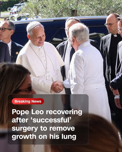 Pope Leo XIV is recovering at a Rome hospital after a "successful" surgery to remove a small growth on his lung, according to a statement from the Vatican

The Vatican announced Tuesday evening that the surgery had concluded "according to plan," and that Leo "has returned to his room."

The 71-year-old pontiff told the crowd gathered in St. Peter's Square on Sunday that doctors had discovered a "nodule" on his lung, which he had been advised to have removed. A nodule is a mass of dense tissue that is often benign. Leo said on Sunday that the growth had been detected "at a very early stage" and was "well-contained."

Read more at the link in our bio. 

📸: Ciro De Luca/Reuters
