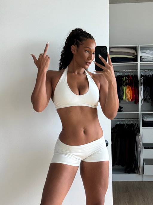 If wearing shorts in the gym makes me a whore, consider me OVERQUALIFIED. 🫦
.
proudly standing with @oneractive as they donate $50,000 to one of the largest anti-sexual violence organizations in the U.S. because what a woman chooses to wear has never determined the respect she deserves. PERIOD.
.
And in honor of minding our own damn business, all the growlsssss can get  10% off ALL @oneractive shorts for the next 24 hours using code: FCKYOU 🖕🏽