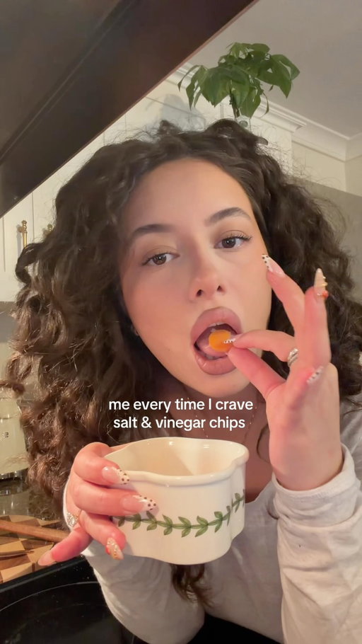 life changing snack: pickled carrots with flaky salt