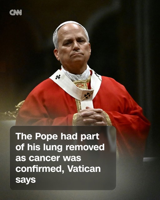 Pope Leo XIV is recovering at a Rome hospital after a "successful" surgery to remove part of his right lung which was found to have a cancerous growth, according to a statement from the Vatican.

The Vatican announced Tuesday evening that the surgery had concluded "according to plan," and that Leo "has returned to his room."

"The Holy Father underwent thoracic surgery as scheduled," said Dr. Luigi Carbone and Professor Stefano Margaritora in a statement. "The lower lobe of the right lung was removed using video-assisted surgery."

Further examination of the lobe revealed evidence of pulmonary adenocarcinoma, a common type of lung cancer, they said. The entire procedure lasted about 90 minutes.

The 71-year-old pontiff told the crowd gathered in St. Peter's Square on Sunday that doctors had discovered a "nodule" on his lung, which he had been advised to have removed. Leo said on Sunday that the growth had been detected "at a very early stage" and was "well-contained."

Read more at the link in our bio.

📷: Filippo Monteforte/AFP/Getty Images