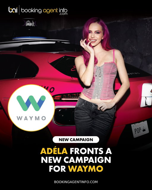 Adéla (@adelajergova) fronts a sleek new photoshoot campaign for Waymo (@waymo), celebrating the release of her debut album PRIMA.

The campaign imagery features Adéla striking various high-fashion poses alongside a Waymo vehicle decorated in a custom pink livery with “PRIMA” painted across the exterior and a “POP :crown:” license plate, a nod to the album’s rollout.

As an official Waymo partner, the futuristic feature adds to Adéla’s rapidly growing commercial portfolio, following her appearance in UGG’s “Dusty Orchid Collection” campaign, her headline “Stimulating Style” fashion capsule with 5 Gum, and her limited-edition custom bag release alongside Trü Frü.

Waymo continues to integrate modern autonomous transport with pop culture and mainstream entertainment, placing Adéla alongside a star-studded list of previous campaign collaborators that includes Ludacris, Missy Elliott, and Sabrina Carpenter.

The campaign arrives during a monumental 2026 breakout stretch for the Slovak-born artist. Just released, PRIMA debuted in the top five on the Billboard 200, powered by her chart-topping single “Nicole Kidman,” as Adéla continues to solidify her position as one of pop’s most promising global talents. Stream PRIMA now.

Create a free account at BookingAgentInfo.com to be the first to know about new music brand partnerships.

Follow @bookingagentinfo_ for more.