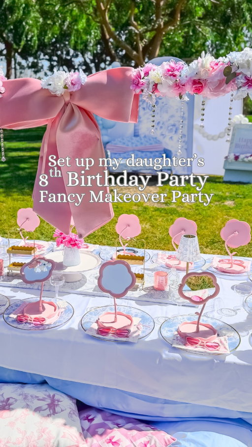 Each year her parties get a little more mature, just like her! I love that at this age we can really embrace the crafts and activities with them! They had so much fun making their accessories and doing their makeovers!

Comment MAKEOVER PARTY and I’ll send you the links to everything from her party and my blog post that tells you ALL the details I didn’t have time to show you here!

Video Description: set up my daughter’s 8th birthday party. DIY birthday party. Makeover Party. Spa birthday party. Fancy tea party. Let’s get fancy party. Little girls birthday party ideas. Loveshack fancy party decor.

#8thbirthday #girlbirthday #diyparty #girlmom #makeoverparty