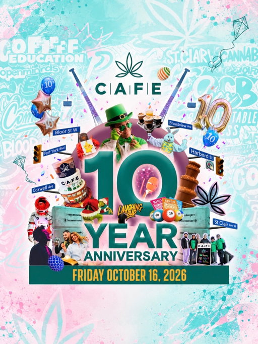 🎉 10 YEARS OF CAFE! LET’S CELEBRATE! 🎂🥳

A whole decade of good vibes, great people, unforgettable moments and incredible community! 💚

From where we started to where we are today, it’s been one wild ride, and we couldn’t have done it without YOU!

This Friday, October 16, we’re turning 10 YEARS OLD, and you know we’re not letting this milestone go by quietly! 🎈

We’re celebrating with games, prizes, special activations, live bands, comedy, magic and plenty of surprises! 🎶🎩✨

Ten years of memories, friendships, laughter and bringing people together. Now it’s time to make some more!

Come celebrate with us at CAFE! 🎉💚

#CAFE10Years #CAFEToronto #10YearAnniversary #TorontoEvents #CommunityLove