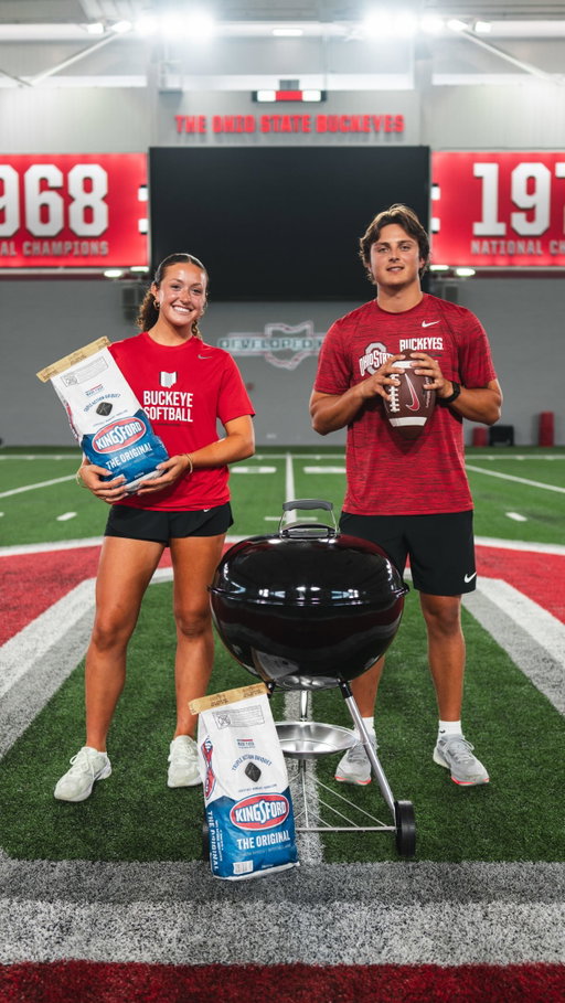 Food on the charcoal grill, softball games during football’s offseason, and students holding up their shoes at kickoff. 🌰🔥 Julian Sayin and Jenna Molk share the traditions that make being a Buckeye special in Savor the Tradition presented by @kingsford .

#GoBucks #KingsfordSponsor