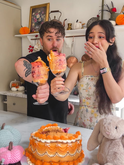 🥹🎀🍁🎃💗🍂 Our big reactions to our baby’s gender 🥰 Some backstory - At first I thought we were having a girl, Paul thought a boy but whenever he spoke about the baby he always said she 🤭 Looking at our 13 week scan (shown in the last slide) I was convinced it was a boy from the “nub theory” I’ve seen online. This is why our reactions are so shocked as we genuinely were expecting to see blue 😅

I guess we both were hoping for a girl deep down 🥹 We knew if it was a girl her middle name would be Jacqueline, after two very special women in both of our lives. I wasn’t always sure if I believed in fate, but the name/date links they share is beyond a coincidence 💛💐

After the reveal I wondered how cake got on the crochet pumpkins I made, so funny watching it back and seeing the moment 😂

Cannot wait to decorate little one’s room, there’s already a pink floor (thrilled I don’t have to repaint it) and I have all my old Barbie’s and Polly Pockets in there ready from my childhood 🥹🎀 so thrilled to pass them down to her 😭💗