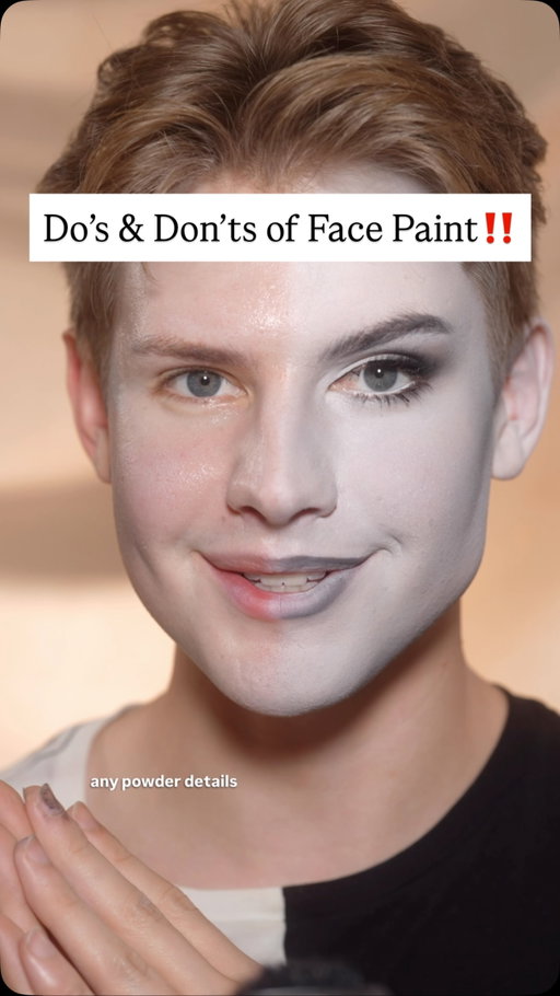 Do’s & Don’ts of Face Paint‼️ Save this for Halloween! Let me know what you’d like to learn about next! 🎃🎃

Favorite Face paints:
@mehronmakeup (Cream + Water activated)  I used clown white cream here + Black Paint stick 
@makeupforever Palettes 
@sunsetmakeupofficial colorful foundations (water based) 
@kryolanofficial paints 
For detail work - @danessamyricksbeauty color fix 
(The don’t paint was Spirit Halloween) 

#halloweenmakeup #sfxmakeup #facepaint #makeuphacks #makeuptutorial