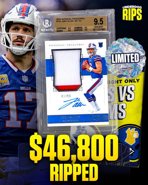 🚨 TOP GRAIL RIPPED 🚨

Someone pulled a $46,000 Josh Allen card from our $50 limited pack on Monday Night 🤯