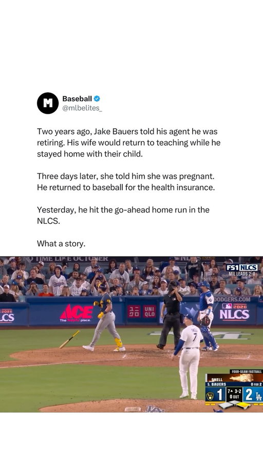 Jake Bauers had the biggest swing of his career against Blake Snell yesterday. He retired from baseball 2 years ago and now, he has become one of the most valuable players on this Brewers team. What an incredible story 👏