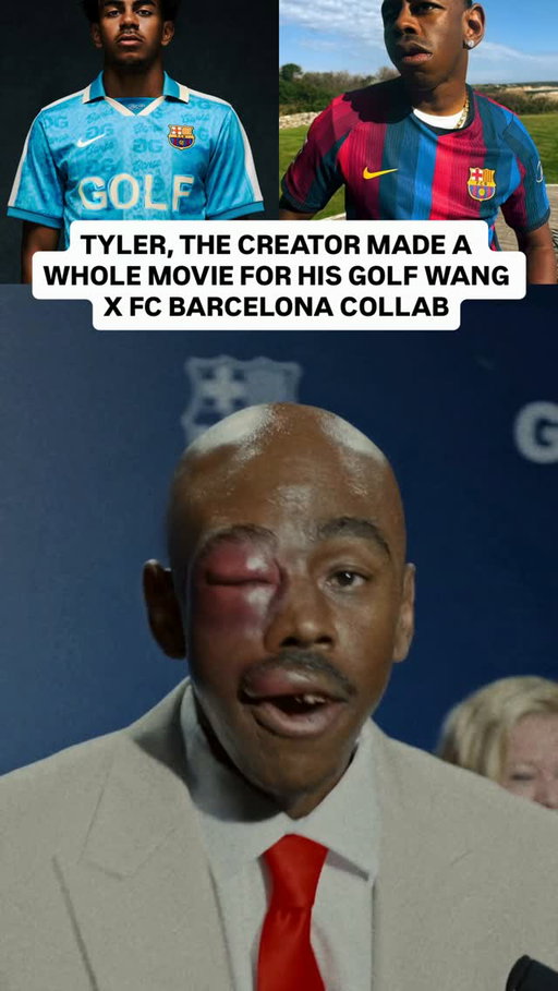 Tyler, The Creator directed the campaign film for his collaboration with Spotify and FC Barcelona, bringing his creative vision to life beyond the jersey.

The film showcases pieces from the GOLF WANG x FC Barcelona collection, highlighting the intersection of fashion, football, and Tyler’s signature creative style.