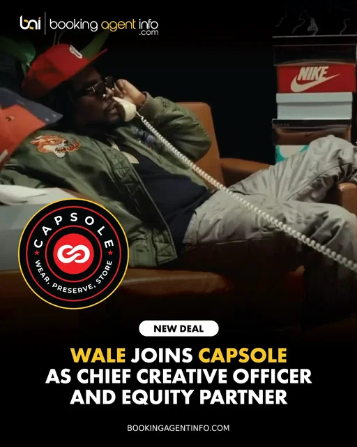 Wale (@wale) has officially joined sneaker care and preservation brand CapSole (@capsolestore) as Chief Creative Officer and equity partner.

In his executive role, Wale will take the lead in driving CapSole's overarching creative direction, establishing high-level cultural partnerships, and steering the brand through its next phase of global expansion.

The accompanying ad spot opens with Wale sitting amidst stacks of boxed rare kicks while talking on the phone about the partnership, reflecting on how the move feels natural while declaring that he has been proving critics wrong throughout his entire career.

The executive venture deepens Wale’s influential footprint within sneaker culture, building on his previous high-profile footwear partnership with Nike for the launch of the Nike G.T. Future line.

The strategic appointment caps off a busy 2026 stretch for the D.C. hitmaker. Following the release of his studio album "everything is a lot.", Wale spent the year captivating crowds across North America alongside Smino on his nationwide "Everything Is A Lot. The Tour". Some of his latest releases include single collaboration "Overthink" featuring Elmiene and "Blanco (Live In The District).

Create a free account at BookingAgentInfo.com to be the first to know about new music brand partnerships.

Follow @bookingagentinfo_ for more.