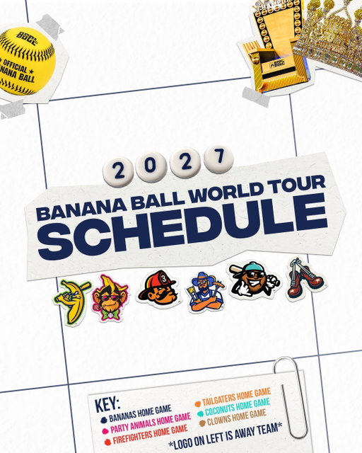 The 2027 Banana Ball World Tour Schedule has officially launched! 
 
The Ticket Lottery List is OPEN NOW until October 31st, 2026! Sign up for a chance to come see Banana Ball live using the link in our bio 🔗