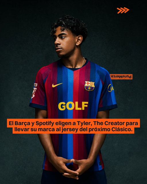 El Clásico tendrá un toque de Tyler, The Creator. ⚡⚡ 

El músico y diseñador se unió a Spotify y FC Barcelona para llevar el logo de su marca GOLF WANG a la camiseta del equipo para el partido contra el Real Madrid. ⚽🎨

Yyyyy esta vez Tyler tomó las riendas creativas de toda la collab. Además de la camiseta, armó una colección de ropa y accesorios con la estética colorida de GOLF WANG. 👕✨

Hay jerseys retro, chamarras, sudaderas, playeras y más. También habrá 1,899 camisetas de edición limitada, en referencia a 1899, el año en que se fundó el club. La colección sale a la venta este 15 de octubre. 🛍️

La collab también tendrá su propia fiesta en Barcelona. El 24 de octubre se celebrará Copa De Golf, un evento muscial. Ese mismo día, el equipo femenil estrenará la camiseta y el 25 la usará el equipo masculino contra el Real Madrid. 🎧🏟️

El jersey también llegará a eFootball el 24 de octubre para que puedas usarlo en tus partidos del videojuego. Qué te parece la elección de Tyler, The Creator para la collab?? 🔥

📸: Spotify // FC Barcelona

#PuroMerca 🧡