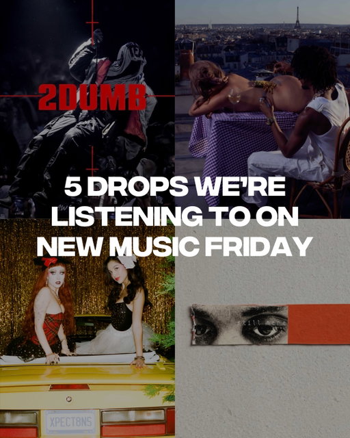 We’re just hours away from a packed New Music Friday. Here’s 5 drops we’re listening to this weekend. Who’s got your first spin? 🎧

Check out more drops below: 

PROJECTS 💿

LUCKI — Last Laugh [archive tape]
Pi’erre Bourne — Made In Paris (DLX)
Gucci Mane — Against All Odds
JOONY — STILL HERE
Tierra Whack — WHACK’S MUSEUM (DLX)
Lucky Daye — ALOUD!
Ellie Goulding — EG.0 
Sixbill — PURE LUST
Fredo Bang — Laugh Now Cry Later
rexv2 — Baby Houston
Babyfxce E — The X Tape 2
Dc2trill — DAYS B4 RDB
echstacy — SWEET SIXTEEN
Zach Bryan — Young Manhood & Other Donatable Organs 

SINGLES 🎶

A$AP Rocky — Shroom Clouds
Olivia Rodrigo & Chappell Roan — expectations (remix) (out)
Tate McRae — Housewife (out)
fakemink & Skepta — Chiltern Firehouse (out)
sosocamo — gravity
KATSEYE — Unloveu (out)
Victony & Summer Walker — SLICK (Remix) (feat. Don Toliver)
Statik Selektah, Ab-Soul, Raekwon & Freddie Gibbs — Champagne Wishes
K Carbon, GloRilla — 5 Star (out)
Lil Peep — prada
Chlöe, Monaleo — Main Attraction (Remix) 
Tiffany Day & Glaive — MEANT TO BE (out)
Nate Sib — December
Rex Orange County — Hannah Montana 
Justice, SZA, Tame Impala, King Gizzard & The Lizard Wizard — Flower In A Hurricane (out)