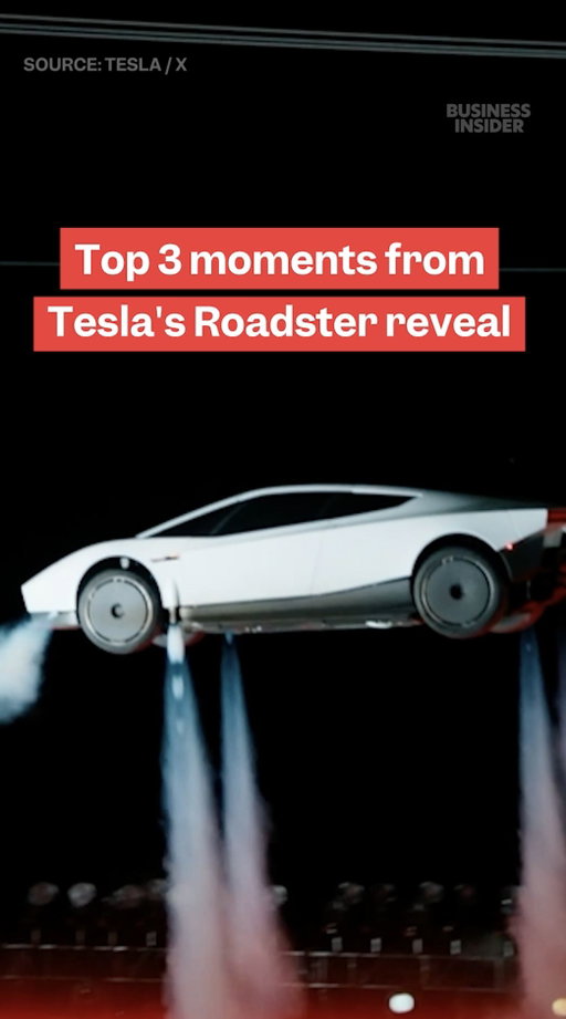 Tesla revealed its long-awaited Roadster after years of production delays. In a dramatic demonstration, the automaker's halo vehicle drove up a curved ramp until it was upside down. It then flew off the ramp, using what appeared to be thrusters that allowed the car to flip halfway so that it could then land safely on the ground. 

Tesla also showed a pre-taped video of the electric vehicle hitting 60 mph in 0.81 seconds. 

Before the event, Elon Musk predicted it would be the "greatest product demo of all time." What did you think of the demonstration?

Read more about Tesla's dramatic unveiling of the long-awaited Roadster at the link in our bio.

#Tesla #ElonMusk #Roadster #electricvehicles #flyingcar