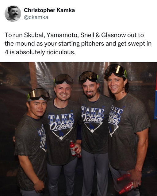 The Brewers sweeping the $339 million Dodgers to reach their first World Series in 44 years is exactly why I love baseball. 😭

Kyle Tucker being the only player to show up this October for the Dodgers really is funny, I gotta admit.

The Los Angeles Dodgers spent an unbelievable amount of money building one of the most talented rosters in baseball, just to get swept by the Milwaukee Brewers. With all that superstar talent and massive payroll, you would expect Los Angeles to dominate a team operating with significantly fewer financial resources. Instead, Milwaukee showed that having the most expensive roster doesn’t automatically make you the better baseball team.

What makes this even more embarrassing for the Dodgers is how much money they have invested in winning championships. They have stars all over their lineup, expensive contracts, and seemingly every advantage a franchise could ask for. Meanwhile, the Brewers proved that chemistry, execution, and playing as a complete team can overcome a roster loaded with expensive superstars.

This is exactly why baseball is so unpredictable. You can spend hundreds of millions of dollars putting together what looks like an unbeatable roster, but none of that matters when the games actually begin. The Brewers made a massive statement by sweeping a Dodgers team that was supposed to have every advantage. Los Angeles might have won the payroll battle, but Milwaukee won where it actually mattered.

Follow US (@jukedly) to stay locked in if you love sports! 🔥