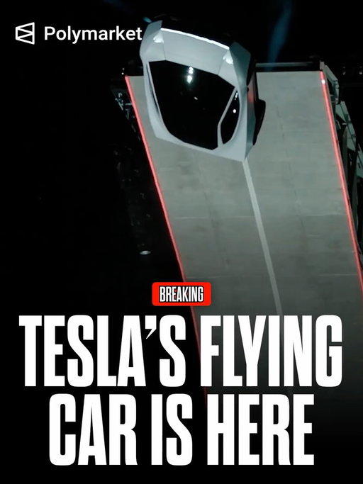 Tesla CEO Elon Musk unveils the next-generation Roadster electric sports car during a livestreamed event at a SpaceX facility in Waco, Texas, on October 15, 2026. 

The vehicle, which Musk described as a “flying” car, uses high-pressure gas thrusters based on technology used by SpaceX to lift off a ramp, perform an aerial manoeuvre and land on its wheels. 

Traders predict a 63% chance Tesla and SpaceX will officially announce a merger before 2028.