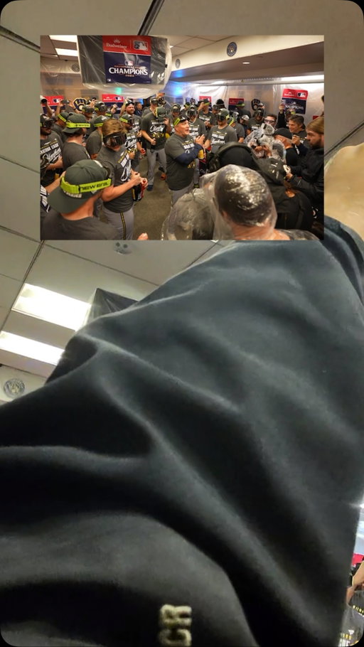 A little taste of victory. 
First-person POV of the Brewers celebrations #Clinched