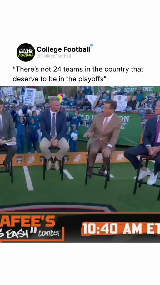 NICK SABAN JUST SAID WHAT A LOT OF COLLEGE FOOTBALL FANS HAVE BEEN THINKING.

During College GameDay this morning, Saban made his feelings about the proposed 24-team College Football Playoff pretty clear.

“There’s not 24 teams in the country that deserve to be in the playoffs.”

And honestly, he might have a point.

College football expanded from four playoff teams to 12 in 2024. Now, just a few years later, the sport is moving toward DOUBLING the field to 24 teams in 2027.

Saban has already suggested that 16 teams would be a better compromise, while raising concerns about the number of games players would have to play.

Under the proposed format, a team could play as many as 17 games on its way to winning a national championship.

But here’s the bigger question.

WHAT HAPPENS TO THE IMPORTANCE OF THE REGULAR SEASON?