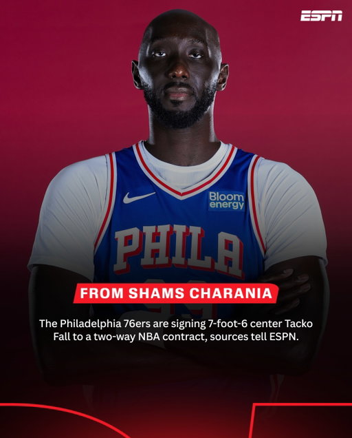 Tacko Fall enters his fourth NBA season after the 76ers convert his exhibit 10 deal.