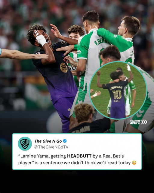 Probably not the most efficient way to stop Lamine Yamal 😅

Real Betis midfielder Facundo Bernal was sent off 🟥 for headbutting Lamine Yamal after the two got into a bit of a scuffle 😬🔥