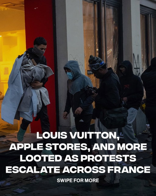 Protests in Paris and across France have escalated into violent clashes, fires, and widespread looting. 

What began in September as student-led demonstrations over poor school conditions and teacher shortages has grown into a nationwide movement fueled by the rising cost of living, soaring inflation, economic inequality, and declining public services. 

While hundreds of thousands have protested peacefully, groups of rioters have clashed with police, set fires, and looted businesses, including luxury retailers. 

Louis Vuitton, Hermès, and Rolex boutiques have reportedly been targeted, while a Lacoste store in Paris was also ransacked. 

The unrest has intensified pressure on the French government ahead of the 2027 presidential election.
📸: Getty 
🎥: @heatermart via X / @gautierbonhur via X /