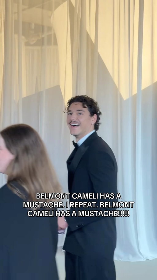 EVERYBODY STAY CALM. BELMONT CAMELI HAS A MUSTACHE!!! The actor has arrived at the Academy Museum Gala. 🤍

Video: @ladytomhanks/Bustle