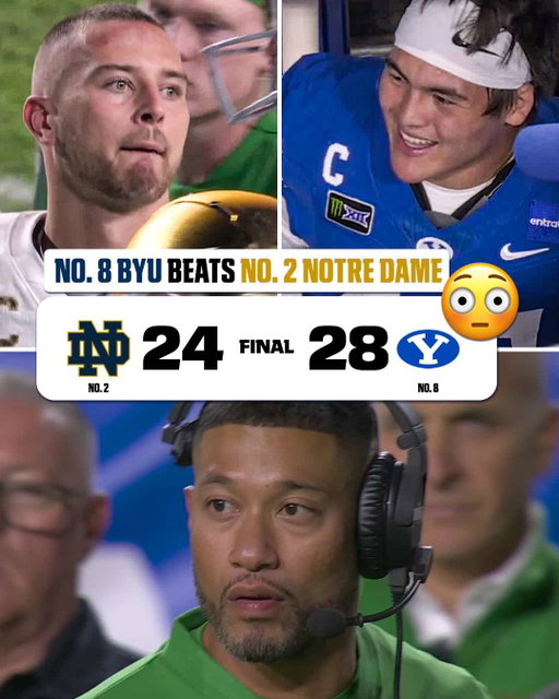 NO. 8 BYU HOLDS ON TO BEAT NO. 2 NOTRE DAME ON THE FINAL PLAY 😤

The Cougars win their FIRST-EVER AP top-10 matchup!