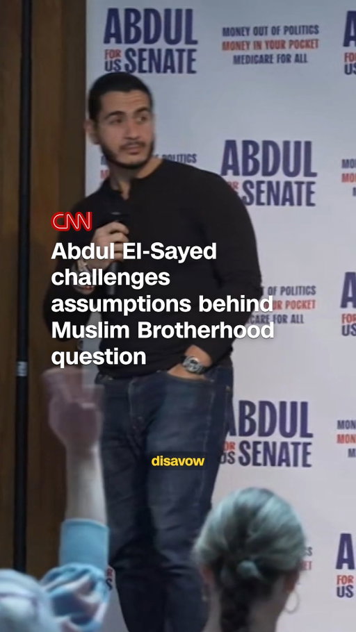 On Saturday, Michigan Democratic Senate nominee Abdul El-Sayed responded to an attendee who asked him to disavow the Muslim Brotherhood, saying he's "running for Senate and happens to be Muslim."