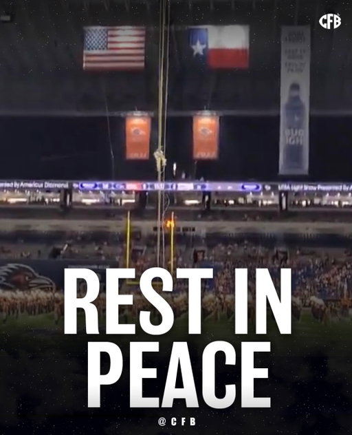 Rest in Peace to the United States Air Force service member who tragically fell during a pregame rappelling demonstration at the UTSA & Navy football game last night. 

The service member was assigned to the 6th Combat Training Squadron, Detachment 2. The Air Force said the incident is currently under investigation. 

The service member has not been identified.

I know the video is being posted around, but I chose to not include it because why do we need to see/spread and show this more. 

This is truly a horrific tragedy that shouldn’t have happened. Prayers to this service members family and friends. Just very sad news to read this morning.

Rest in Peace🕊️ 

📸 U.S. Air Force