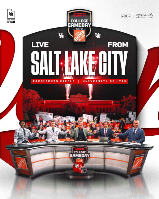 Who’s ready for this party in SLC⁉️

𝑾𝒆𝒍𝒄𝒐𝒎𝒆 𝒃𝒂𝒄𝒌 @collegegameday‼️ 

🆚 Houston
📍 Presidents Circle
📅 SAT, OCT 24
🎥 7:00AM MT

#GoUtes | #RSNB