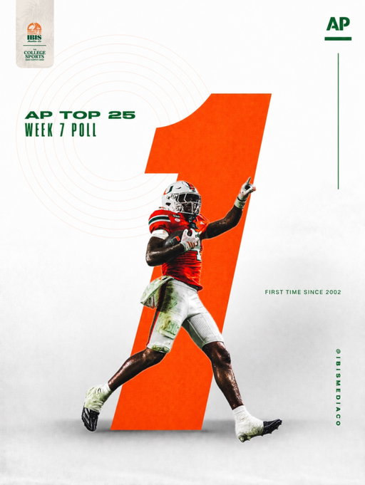 Our Miami Hurricanes are the No. 1 team in the nation for the first time since 2002 after a double-overtime win over rival fsu! 🙌🔥

•
•
•
•
#ItsAllAboutTheU #Canes🙌 #MiamiHurricanes #TheU #miami