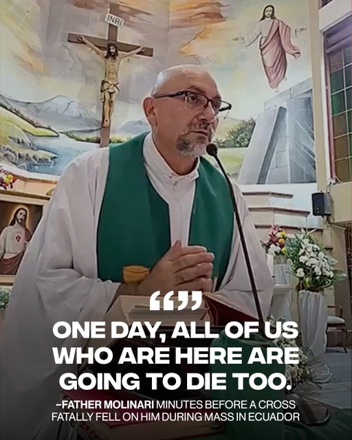 Father Patricio Sánchez Molinari’s final reflection was captured moments before a tragic accident during Mass in Guayaquil, Ecuador, when a heavy cross from the altar fell on him.

‘One day, all of us who are here are going to die too.’

[via/ FB Patricio Sanchez]
