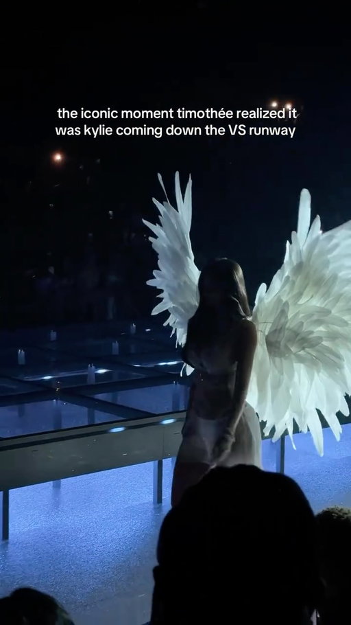 The smile on #TimothéeChalamet’s face when he saw #KylieJenner in the $50 million Fantasy Bra is genuinely everything. ❤️ #VSFS2026 

🎞️: @taylor_ford