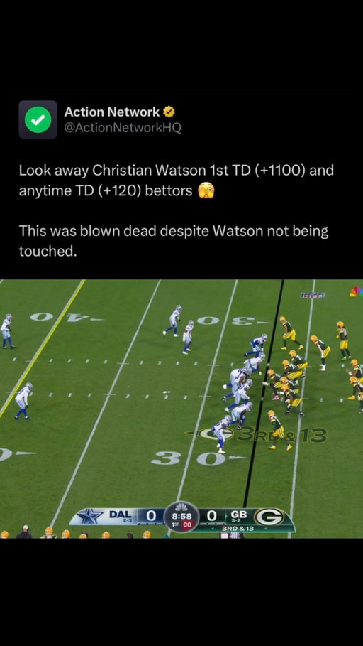 Brutal for Watson bettors 🫠

#betting #sportsbetting #packers #christianwatson #nflbetting