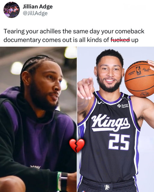Ben Simmons’ NBA comeback story just took another devastating turn 💔

On the SAME DAY his ESPN E:60 documentary ‘Being Ben’ premiered, the former NBA All-Star tore his Achilles tendon during a Sacramento Kings practice, putting his hopes of returning to the basketball court on hold once again.

After years of criticism, back injuries, and questions about his future in the NBA, Simmons was trying to write a new chapter in his basketball career with the Sacramento Kings. Instead, he’s now facing another major setback before the season even gets underway.

From his controversial exit from the Philadelphia 76ers, to the infamous 2021 NBA Playoffs series against the Atlanta Hawks, to his long road back to the league, Simmons’ career has been one of the most talked-about stories in basketball.

The timing is almost unbelievable. A documentary about his comeback drops, and on that very same day, another devastating injury threatens to derail it. 💔

Wishing Ben Simmons a full & speedy recovery. 🙏

(via @espne60, H/T JillAdge/X