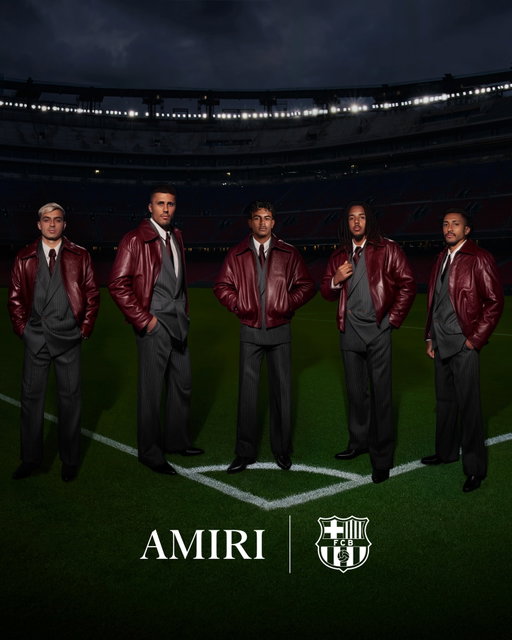 AMIRI continues its partnership with FC Barcelona (@fcbarcelona) with the launch of its second season as official formalwear partner, marking both a continuation, and an evolution.

Grounded in innovation and a reverence for heritage, the partnership unites a luxury house that brings a modern perspective to traditional tailoring with a Club that carries 126 years of history and prestige into each new era. Today, FC Barcelona’s heritage is matched by a new generation of stars and a clear focus on modernity – a balance that mirrors AMIRI’s own. 

The second season sees formality meet a sporting spirit, shaped by the persona of the world-renowned players and AMIRI’s distinct design language. The result brings together precise tailoring and refined craftsmanship with the enduring heritage of FC Barcelona. @amiri @fcbarcelona @mikeamiri 

Featuring: @lamineyamal @jkeey4 @pedri @raphinha @anthonygordon #Rodrigo