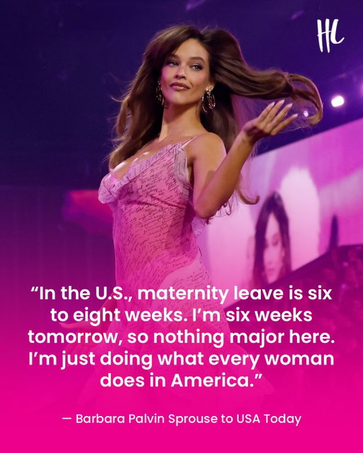 To state the obvious ... she is MOTHER. 🔥 Barbara Palvin Sprouse returned to the #VictoriasSecretFashionShow runway just 6 weeks after giving birth to her and Dylan Sprouse's baby girl. (📸: Getty Images)