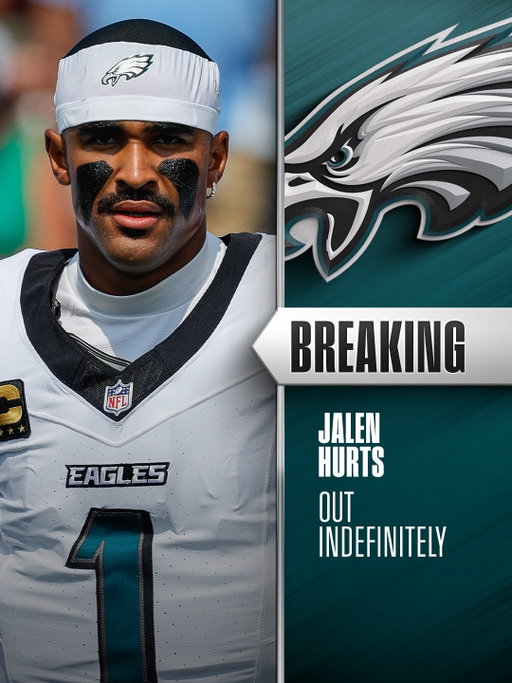 Eagles QB Jalen Hurts out indefinitely as he undergoes treatment for blood clots.⁣
⁣
📷: Stew Milne/AP