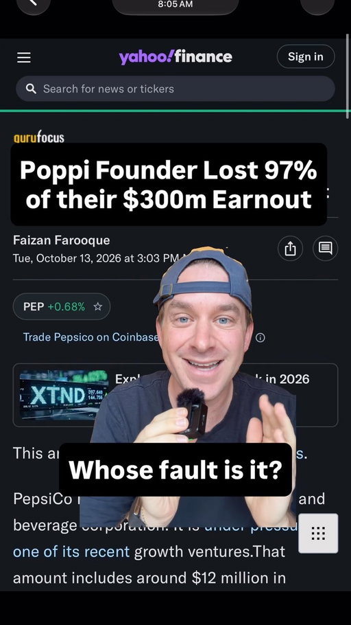The pattern is kind of wild here. These founders build these spectacular businesses doing hundreds of millions of dollars of revenue / becoming globally recognized businesses, so I kind of have to assume they know the benchmarks laid out in these earn outs are pie in the sky numbers that the big strategic knows they won’t hit. The part of that I have trouble with is that - these strategics aren’t buying these businesses to lose money! They want and need them to win! Kind of interesting that Stephen and Allison at Poppi also announced their encore business Jetty this week, which I’m sure we will find out is a super hot funding round. They are winners, so very interested in the new biz (and what they think about all of this!!)