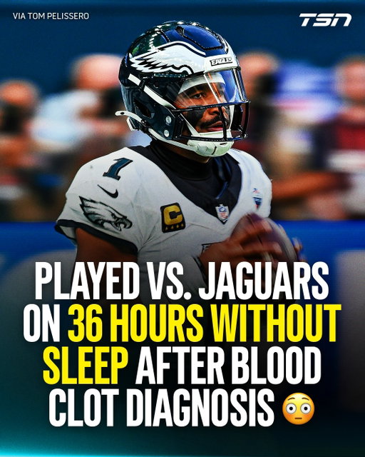 Jalen Hurts is a SOLDIER for this. 😳

He started the Eagles' Week 5 game against the Jaguars on 36 hours without sleep on the recommendation of doctors following his initial blood clot diagnosis... and STILL threw for 220 yards and a TD. 🔥