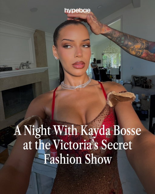 Bombshell @kaydabosse has made it to the @victoriassecret Fashion Show. 🪽 The internet star stepped out in a vintage @blumarine dress, a slick back ponytail and bronzey glam. Swipe to see her process of getting ready and all the behind-the-scenes snapshots from her night. 💋

Photos: @tylorklipfel 
Styling: @hannahhxharrison
Hair: @seanchristopherfears
Makeup: @basedbyken