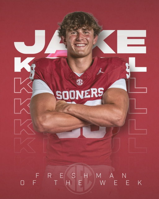 🏈 Freshman of the Week | WK 7

☝️ Jake Kreul, @ou_football 

#SECFB | presented by @allstate