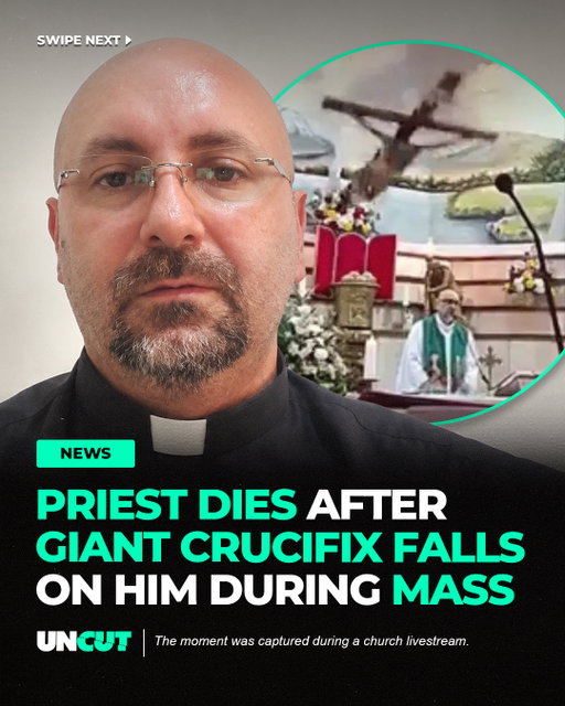 A Catholic priest in Ecuador reportedly died after a massive wooden crucifix fell on him during a livestreamed Mass on October 17, 2026 🥀⁠
⁠
Father Patricio Alfredo Sánchez Molinari was leading the service at Our Lady of Perpetual Help Church in Guayaquil when the crucifix suddenly detached from the wall and struck him near the altar.⁠
⁠
Sending condolences to his family and loved ones. 🕊️