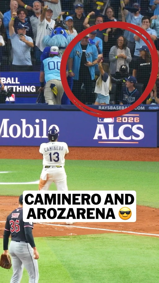 Junior Caminero looked toward Randy Arozarena and did Randy’s celebration before crossing home!